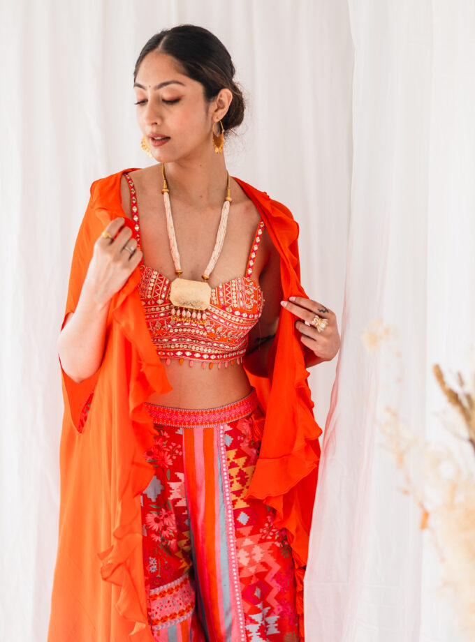 Orange Patchwork Palazzo with tassels