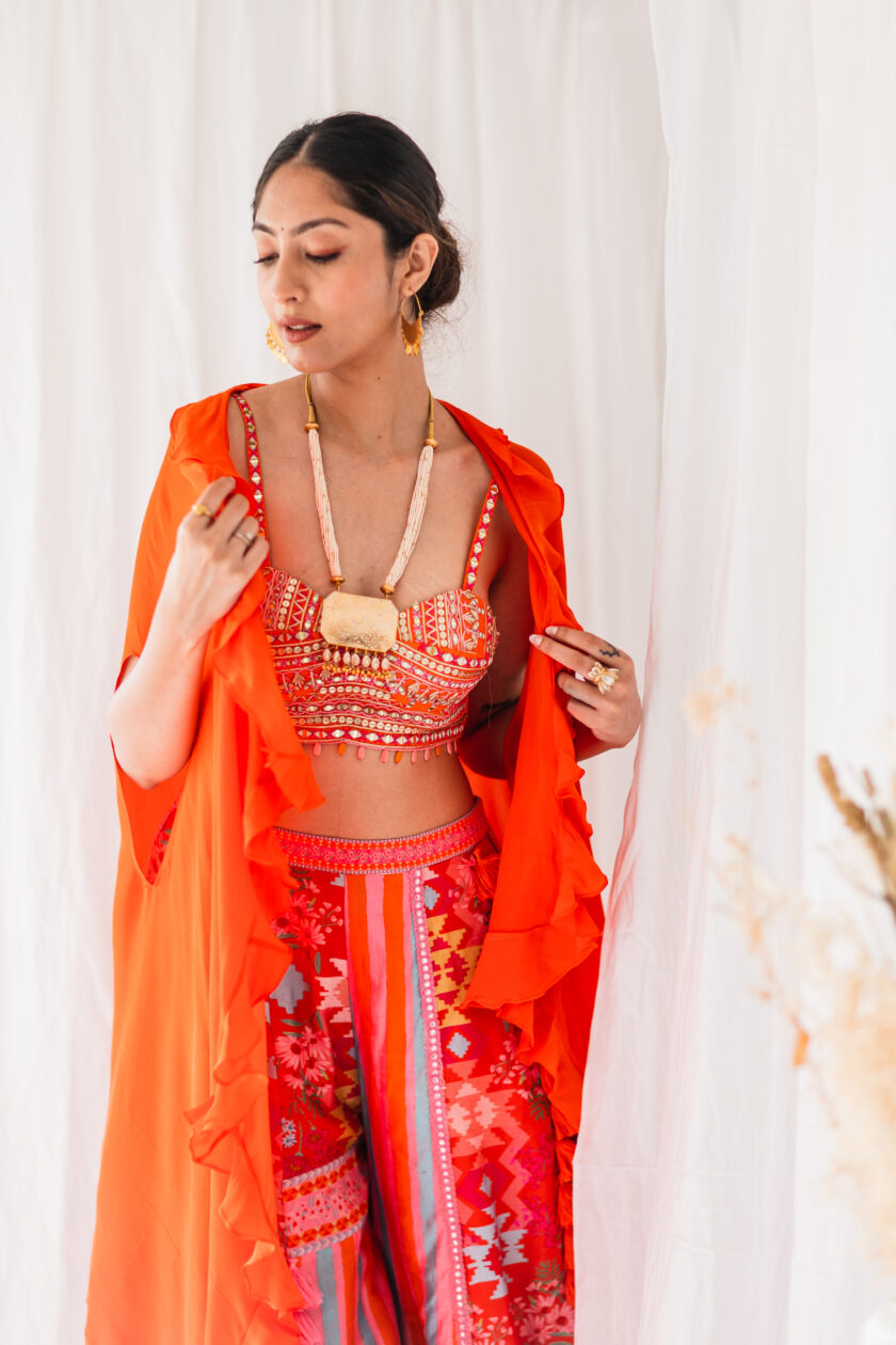 Orange Patchwork Palazzo with tassels