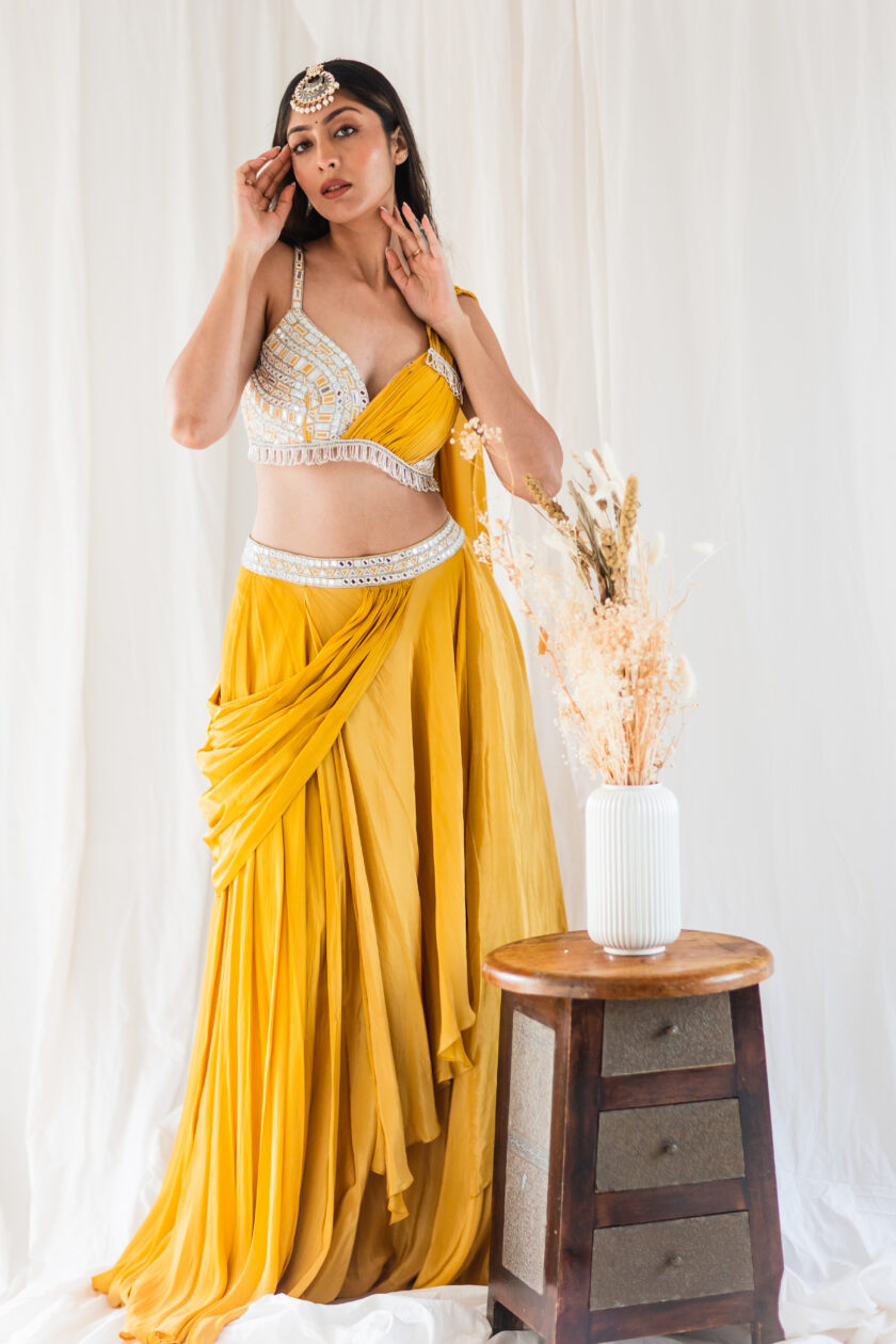 Mustard Bridesmaid's Sakhi Lehenga