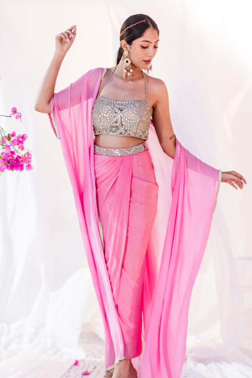 Pink Drapped Skirt - Image 3