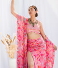 Pink drape high slit Skirt