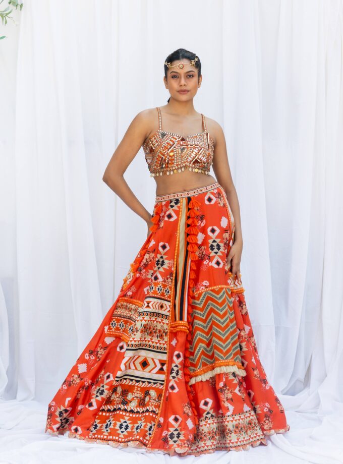 Sunburnt patchwork lehengas