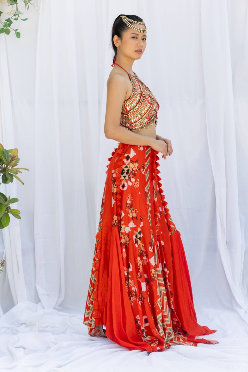Sunburnt patchwork skirt with embroidered choli - Image 2