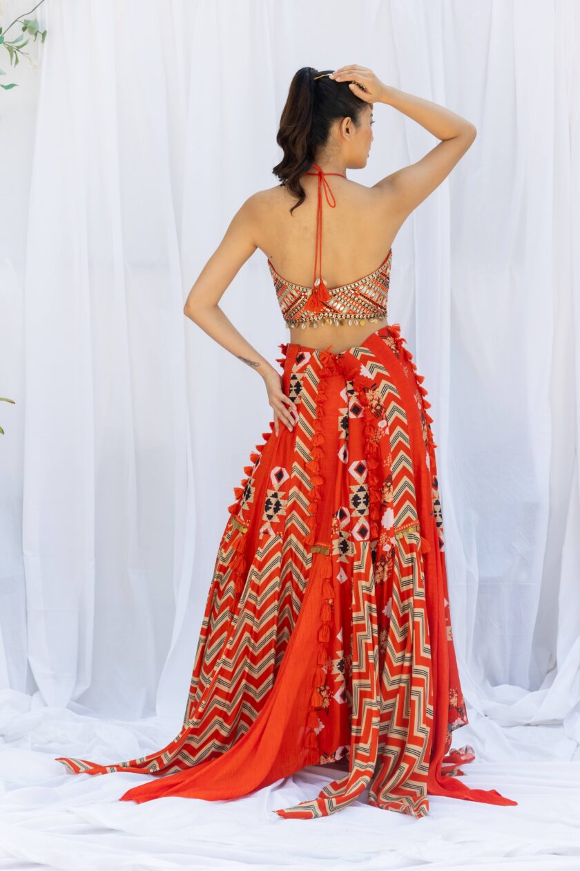 Sunburnt patchwork skirt with embroidered choli - Image 3