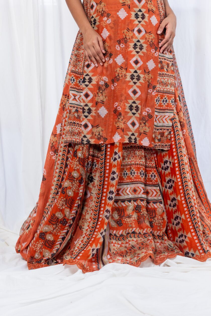 Coral kilim printed kurta with garara - Image 4