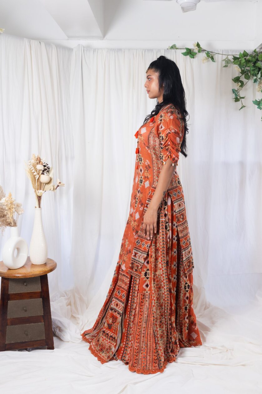 Coral kilim printed kurta with garara - Image 2