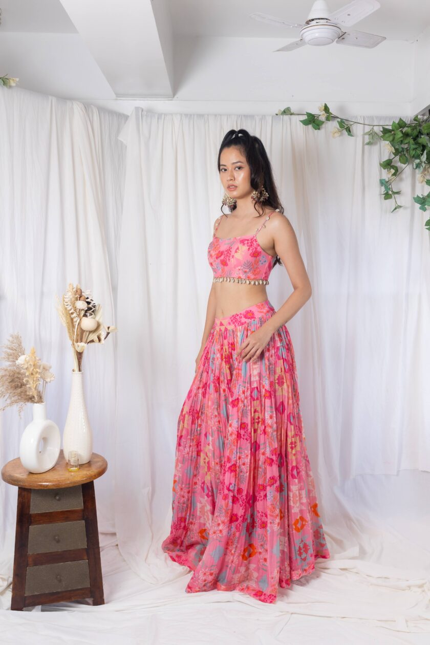 Pink printed lehengas with choli - Image 2