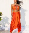 Sunburnt dhoti with halter neck top