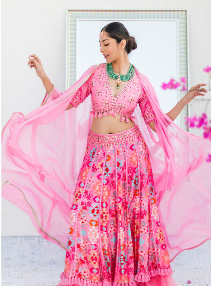 Pink Solakali Lehenga