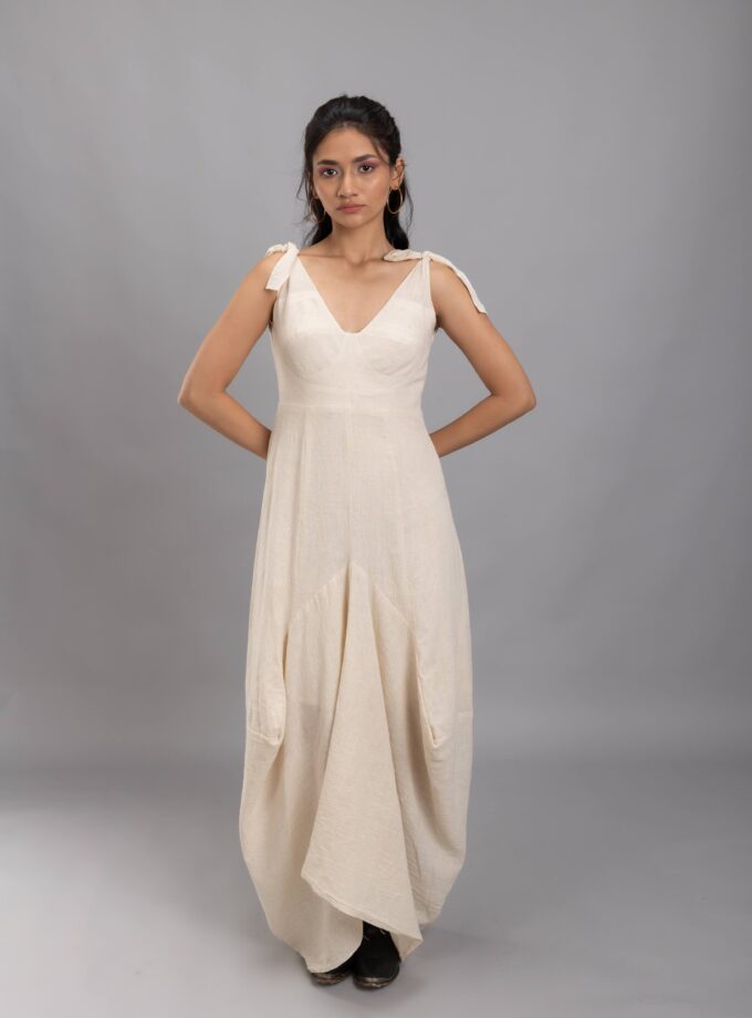 Drape dress with a bustier body