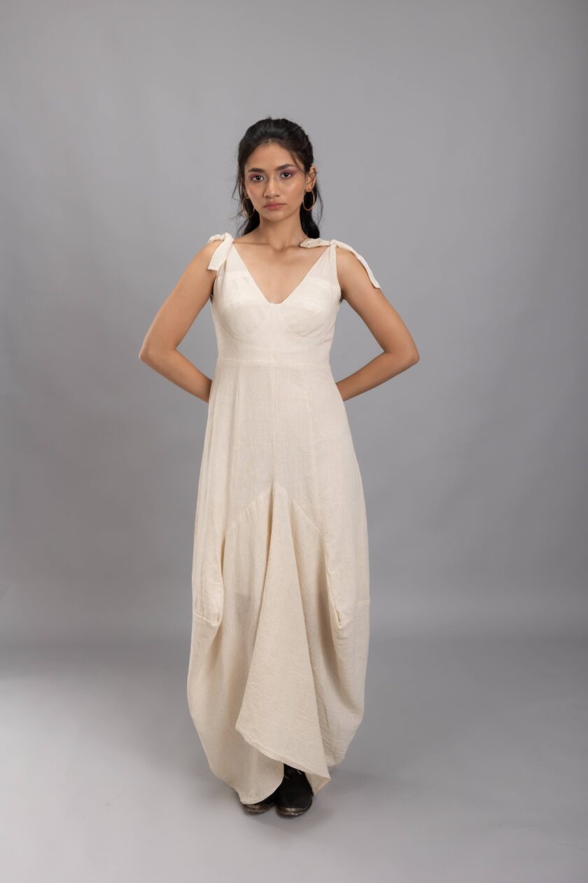 Drape dress with a bustier body