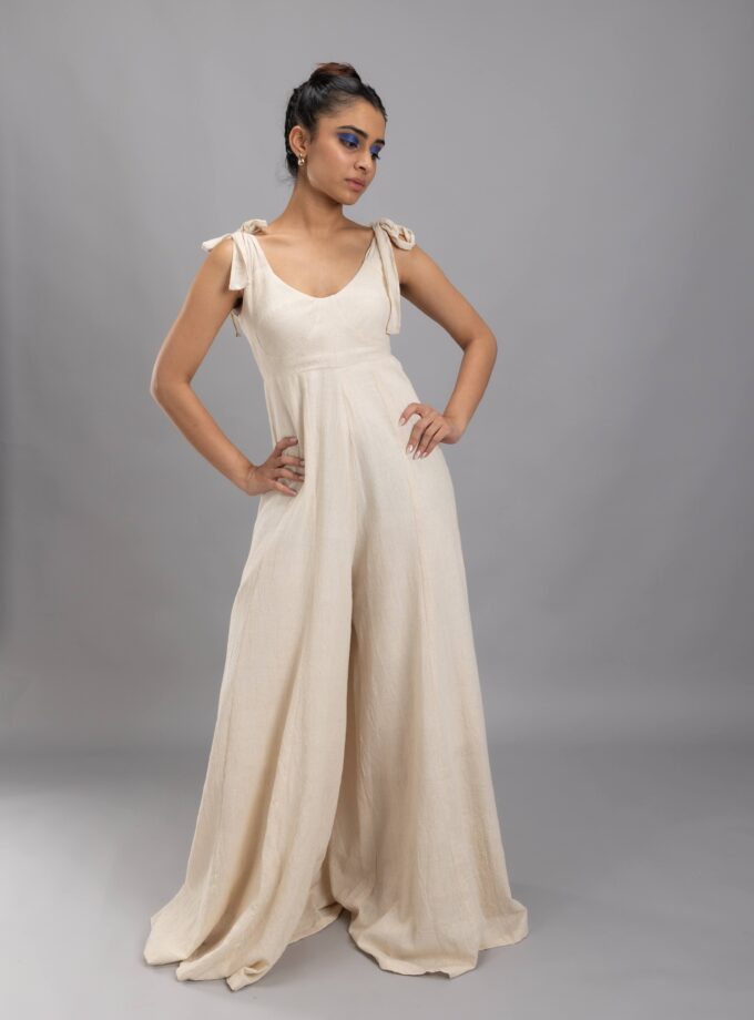 Bustier jumpsuit with panels
