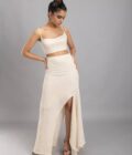 Skirt with uneven panels and hem