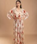 Beige kaftan with an embroidered belt