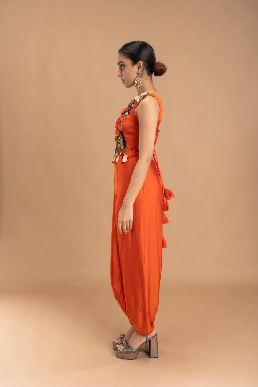 Sunburnt embroidered choli with pallazos/dhoti - Image 2