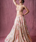 Patchwork ivory lehenga with embroidered choli
