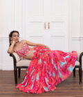 Pink fish cut lehenga with hand work choli