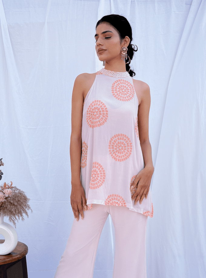 Polka dot short kurta with Bellbottom